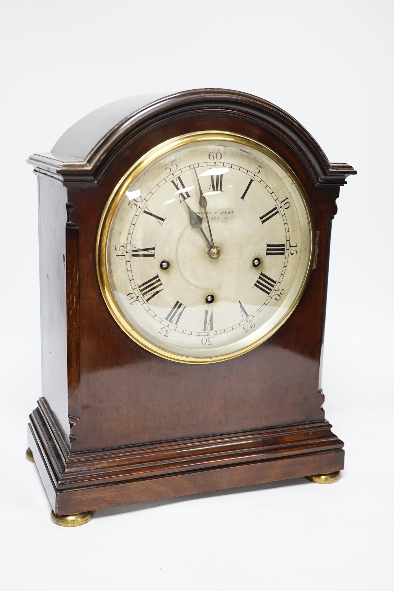 An early 20th century Mappin and Webb mahogany bracket clock, 40cm high